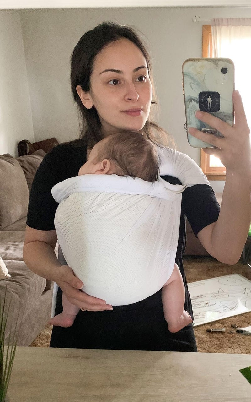 Vlokup Baby Water Ring Sling Carrier | Lightweight Breathable Mesh Baby Wrap for Infant, Newborn, Kids and Toddlers | Perfect for Summer, Swimming, Pool, Beach | Great for Dad Too White - Image 2
